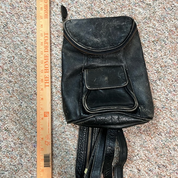 FRYE Black Distressed Leather Convertible Backpack FREE SHIPPING! - Picture 8 of 9